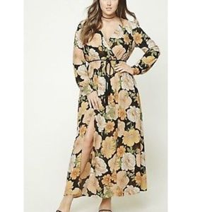 Forever21 3x Floral M-Slit Maxi Dress